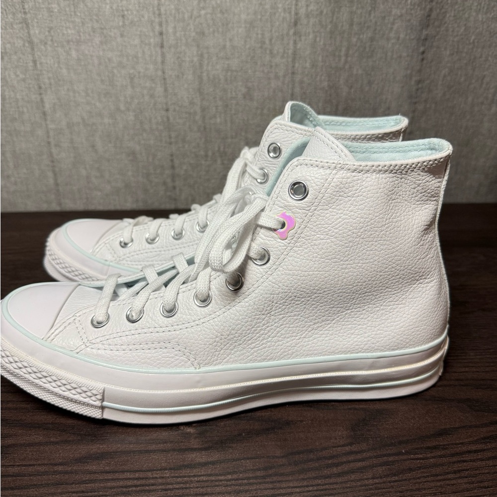 Converse Women's White Leather High-Tops - Picture 3 of 6
